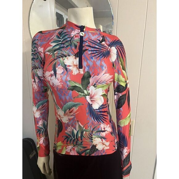 Next By Athena Womens Small Native Palms Tropical Print Surf Rash Guard NWT - Picture 3 of 9